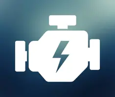 Engine symbol with lightning bolt in it